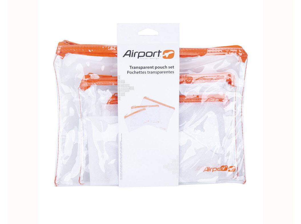 CONJUNTO DE 3 BOLSAS TRANSPARENTES AIRPORT LARANJA