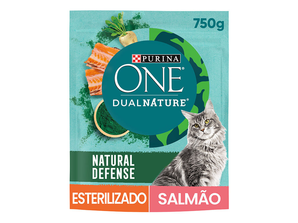 RA&Ccedil;&Atilde;O PARA GATO PURINA ONE DUAL NATURE ESTERILIZADO SALM&Atilde;O 750G image number 0