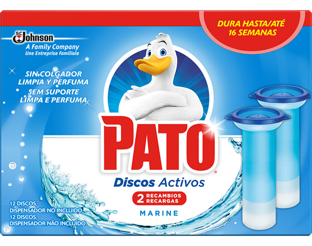 BLOCO PATO SANIT&Aacute;RIO DISCOS ACTIVOS RECARGA MARINHO 2X36ML