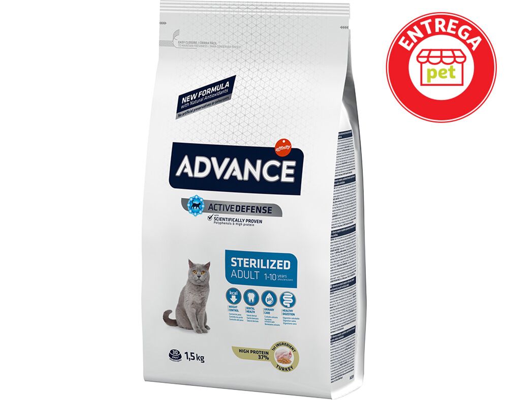 RA&Ccedil;&Atilde;O PARA GATO ADVANCE ESTERILIZADO COM PER&Uacute; 750+750G image number 1