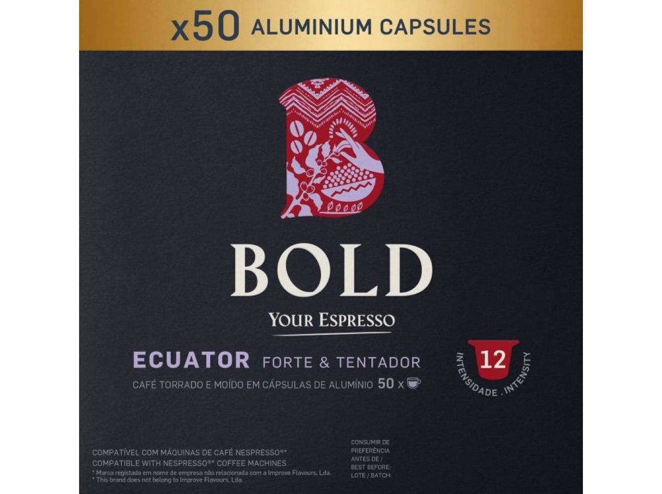 C&Aacute;PSULAS CAF&Eacute; BOLD COMPATIVEIS COM NESPRESSO ECUATOR 50UN image number 0