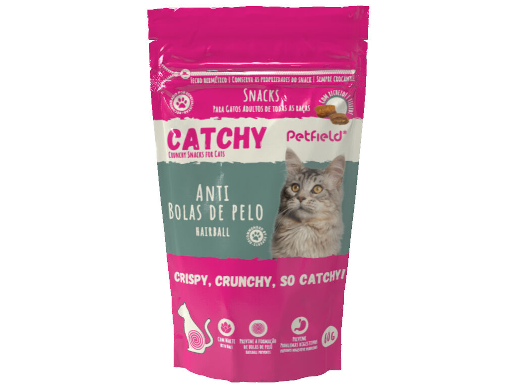 SNACKS P/GATO PETFIELD CATCHY BOLAS DE PELO 60G image number 1