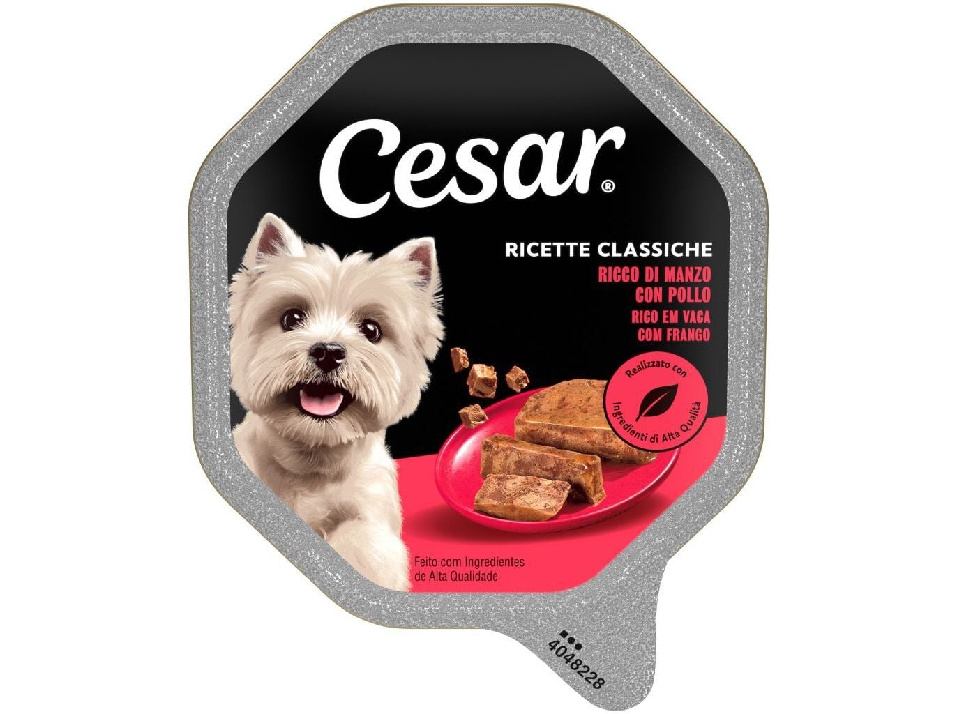 COMIDA H&Uacute;MIDA PARA C&Atilde;O TERRINA CESAR COM VACA EM PAT&Ecirc; 150G