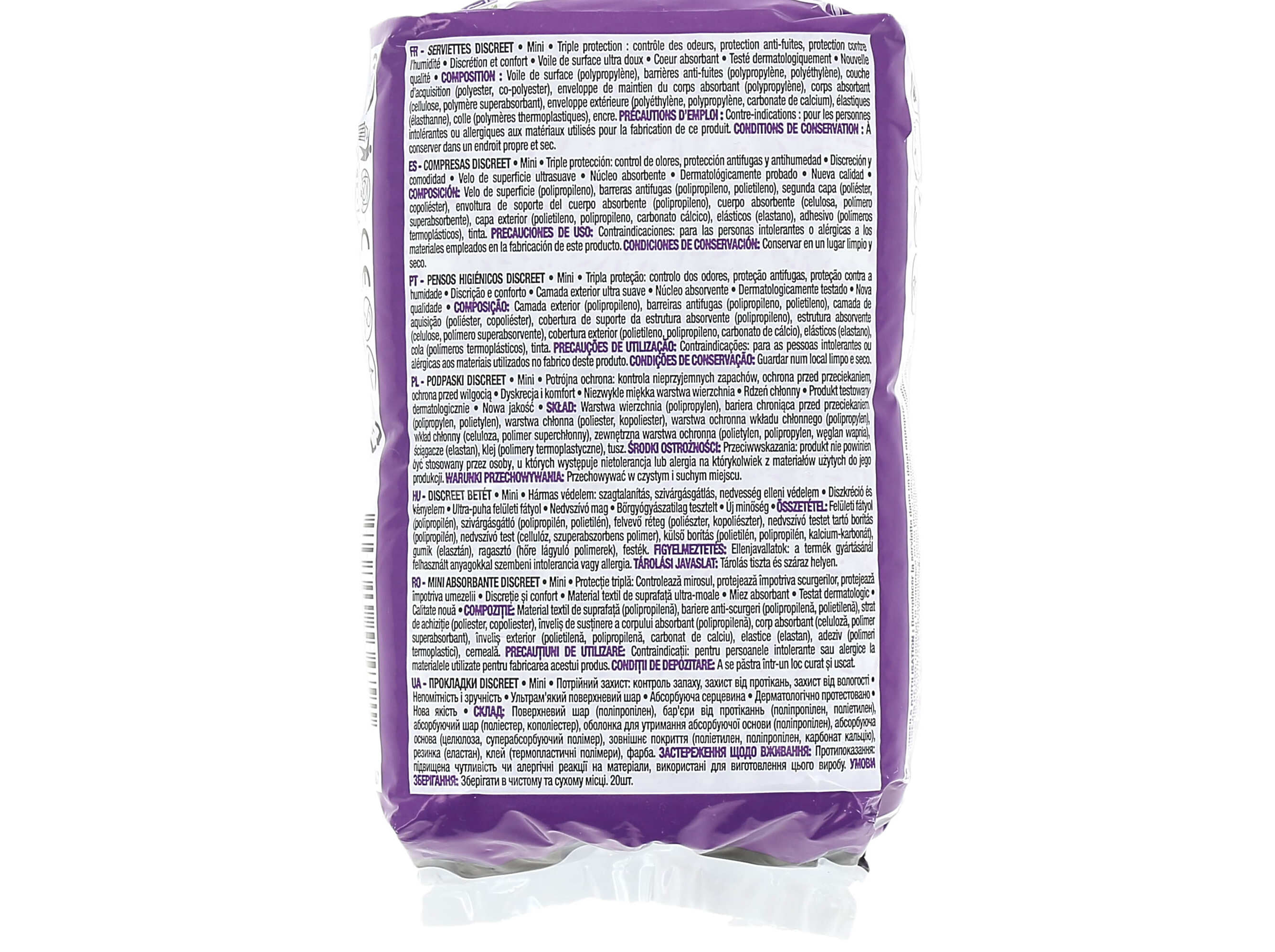 PENSOS INCONTIN&Ecirc;NCIA AUCHAN DISCREET MINI C/BOLSA 20UN image number 2