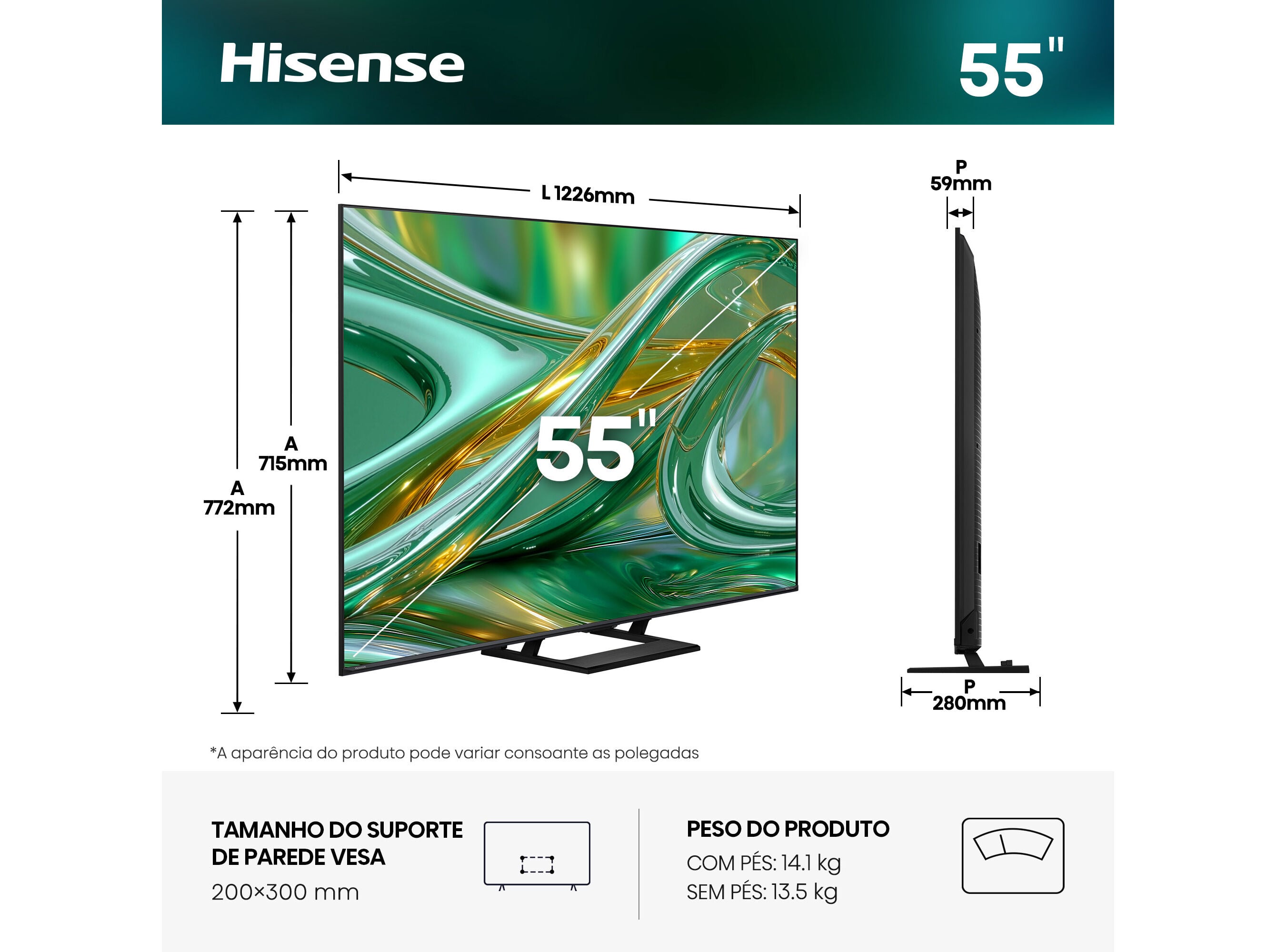 TV ULED MINI LED HISENSE 55E8S 55" image number 1