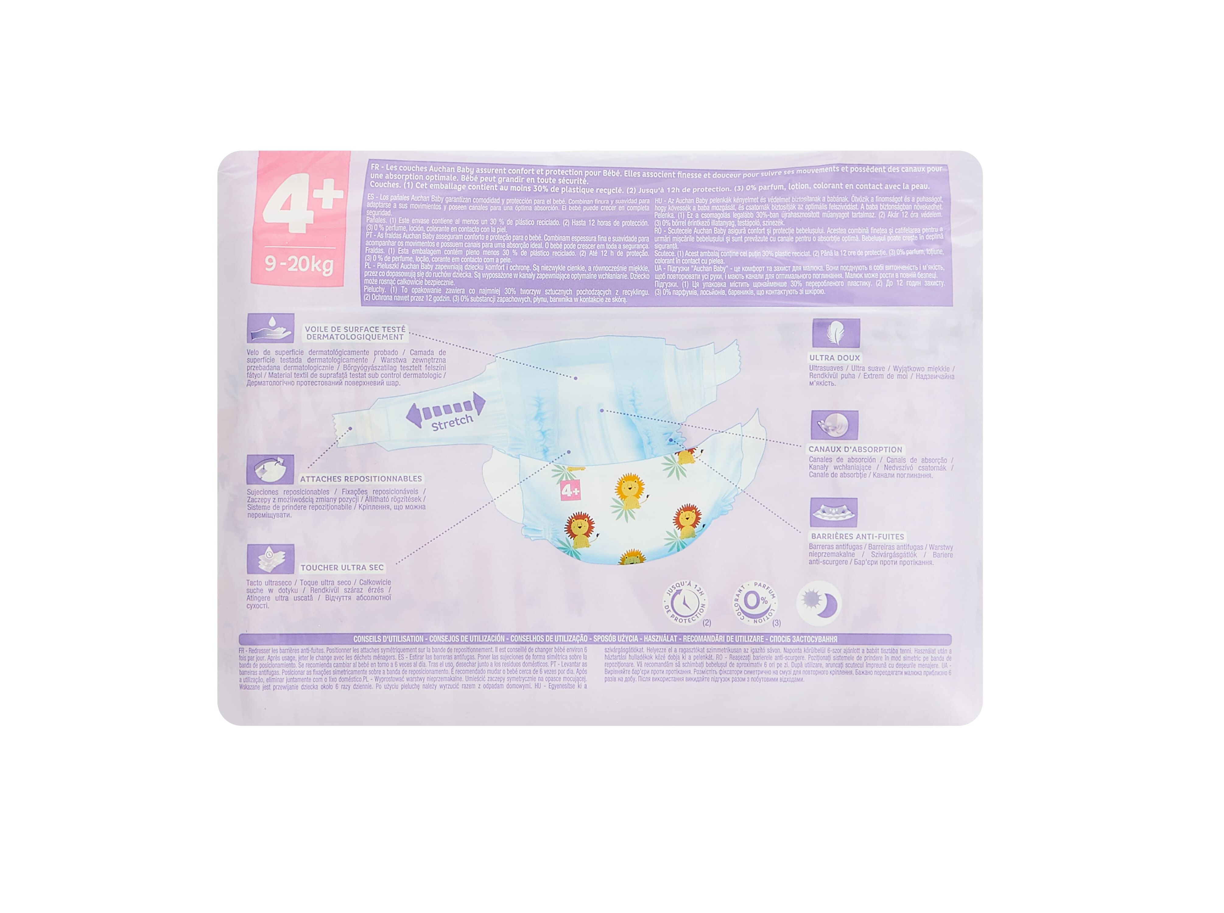 FRALDAS AUCHAN BABY T4+ 9-20KG 40UN image number 1