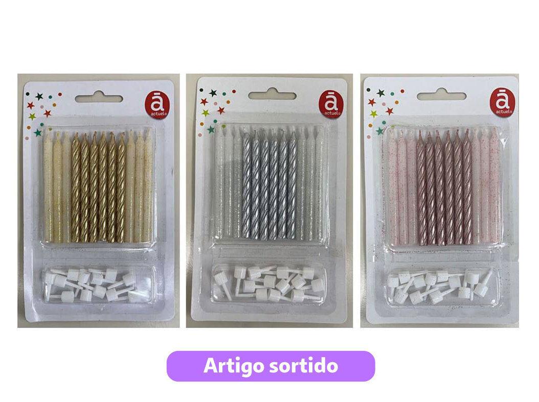 VELA ANIVERS&Aacute;RIO ACTUEL CORES SORTIDAS 12 UNIDADES image number 0