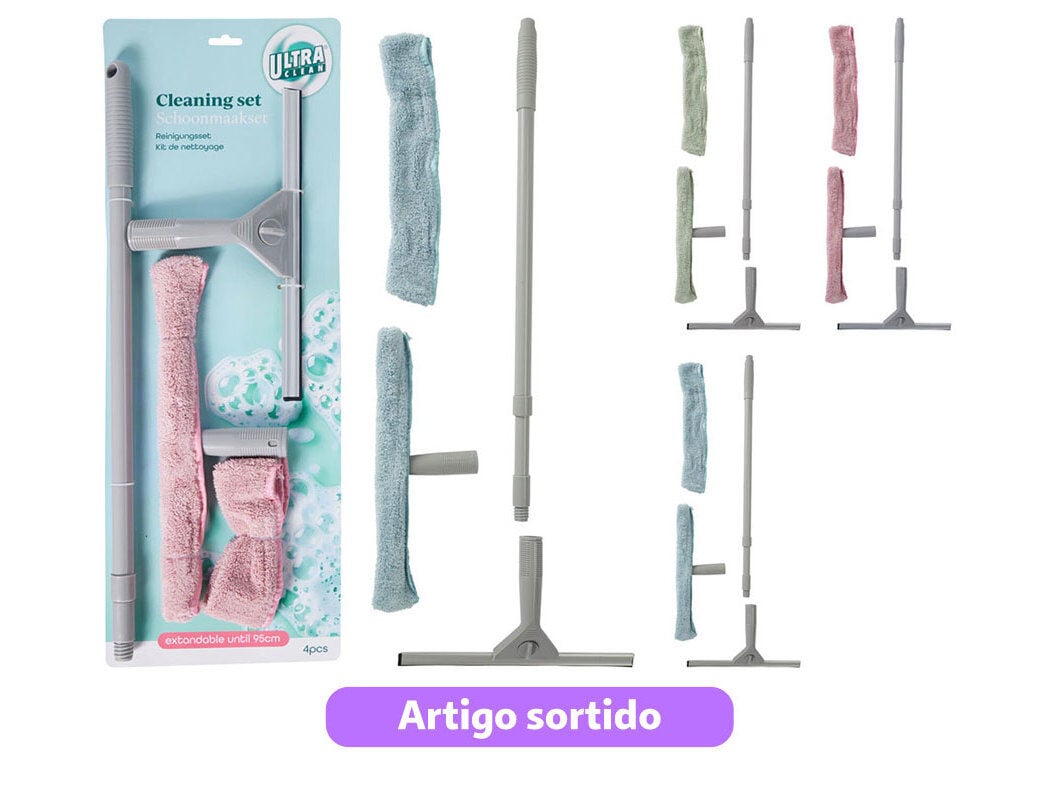CONJUNTO LIMPA VIDROS ULTRA CLEAN 4 PE&Ccedil;AS CORES SORTIDAS image number 0