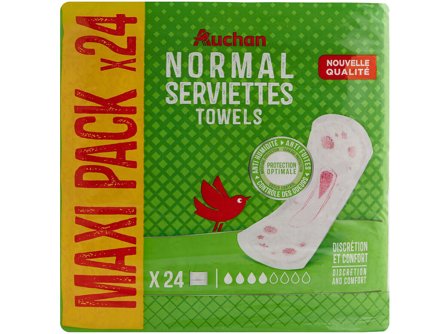 PENSOS INCONTIN&Ecirc;NCIA AUCHAN NORMAL C/BOLSA 24UN