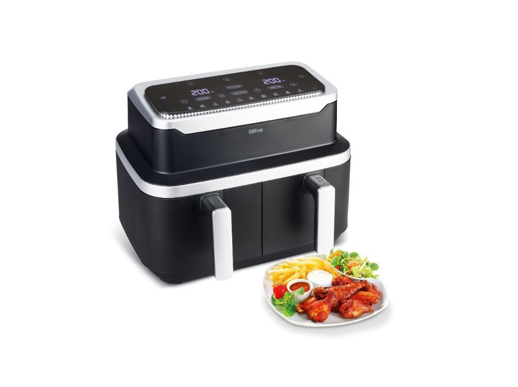 FRITADEIRA SEM &Oacute;LEO AIRFRYER QILIVE Q.5921 DUPLO CESTO 8.4L