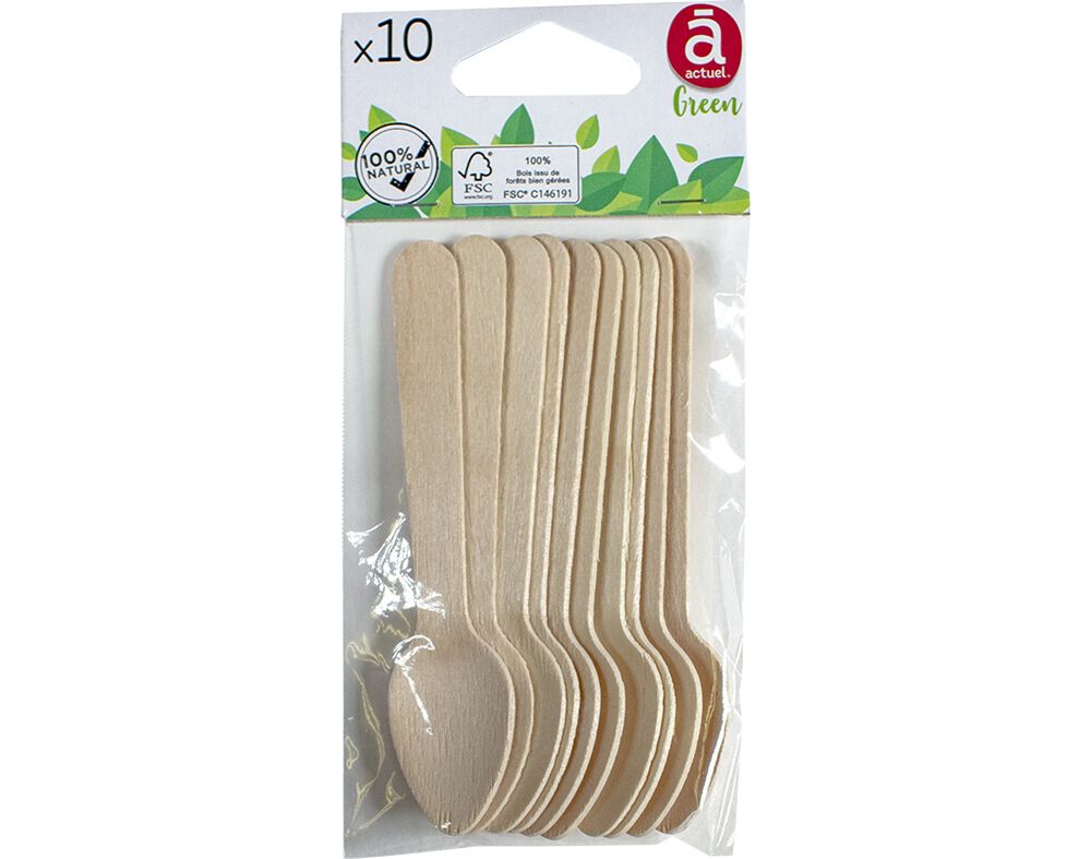 COLHER DE CH&Aacute; ACTUEL EM MADEIRA PACK 10 UNIDADES image number 0