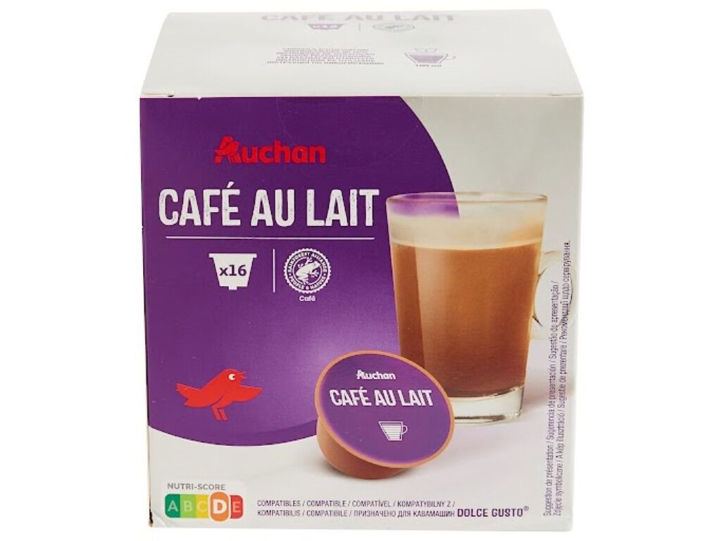 C&Aacute;PSULAS CAF&Eacute; DG AUCHAN C/ LEITE 16 UN