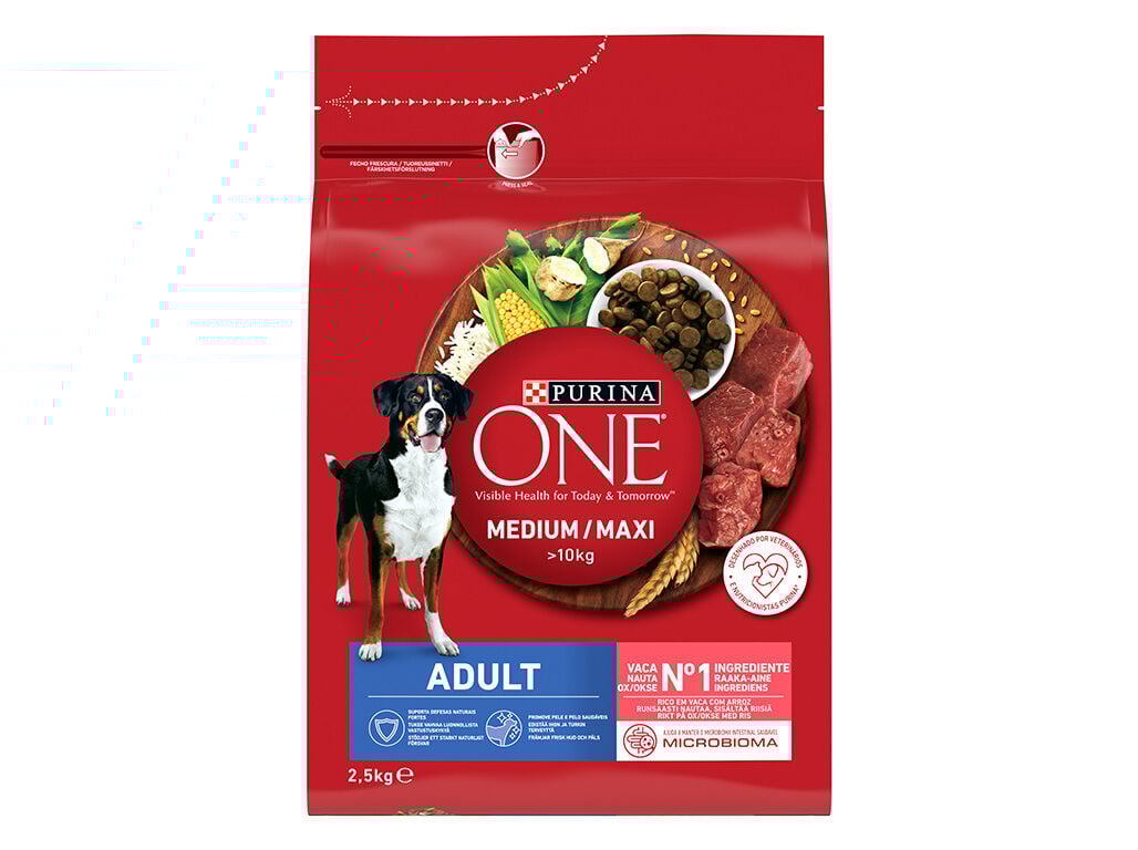 RA&Ccedil;&Atilde;O PARA C&Atilde;O PURINA ONE ADULTO COM VACA 2.5KG image number 1