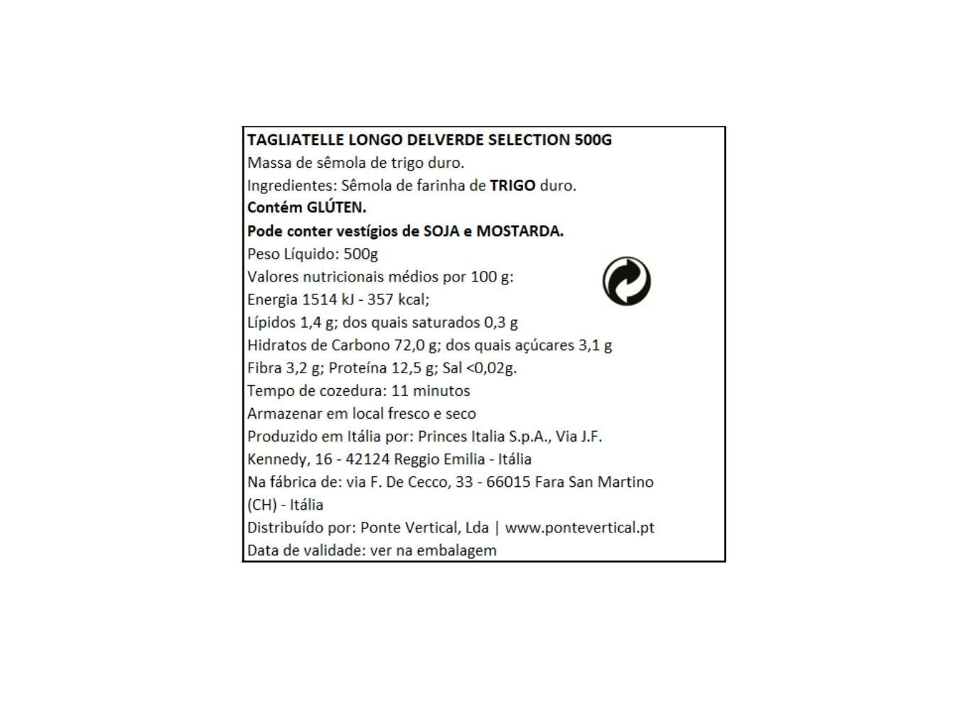 TAGLIATELLE DELVERDE SELECTION LONGO 500G image number 1