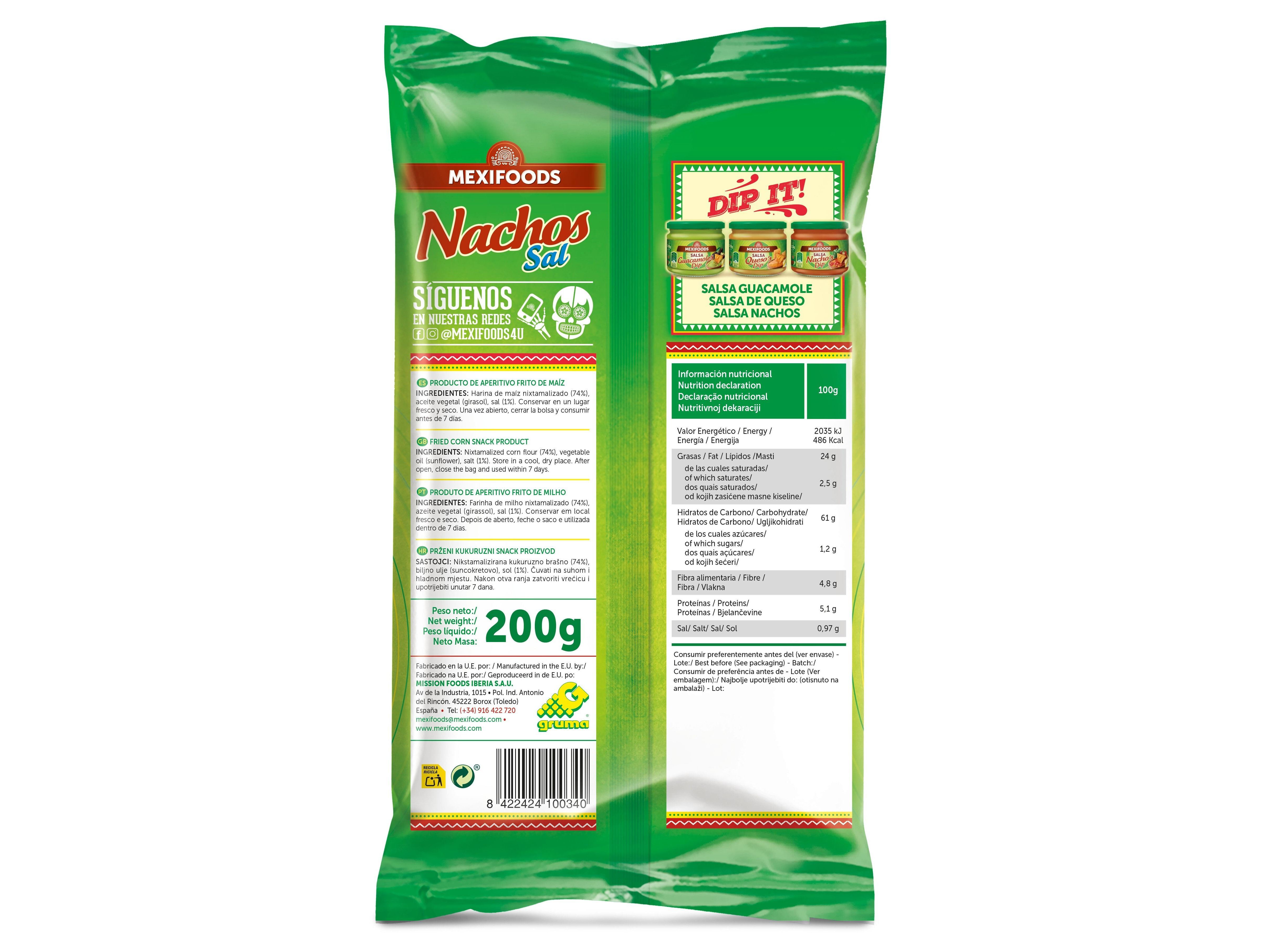 APERITIVO MEXIFOODS DE MILHO NACHOS SAL 200G image number 1