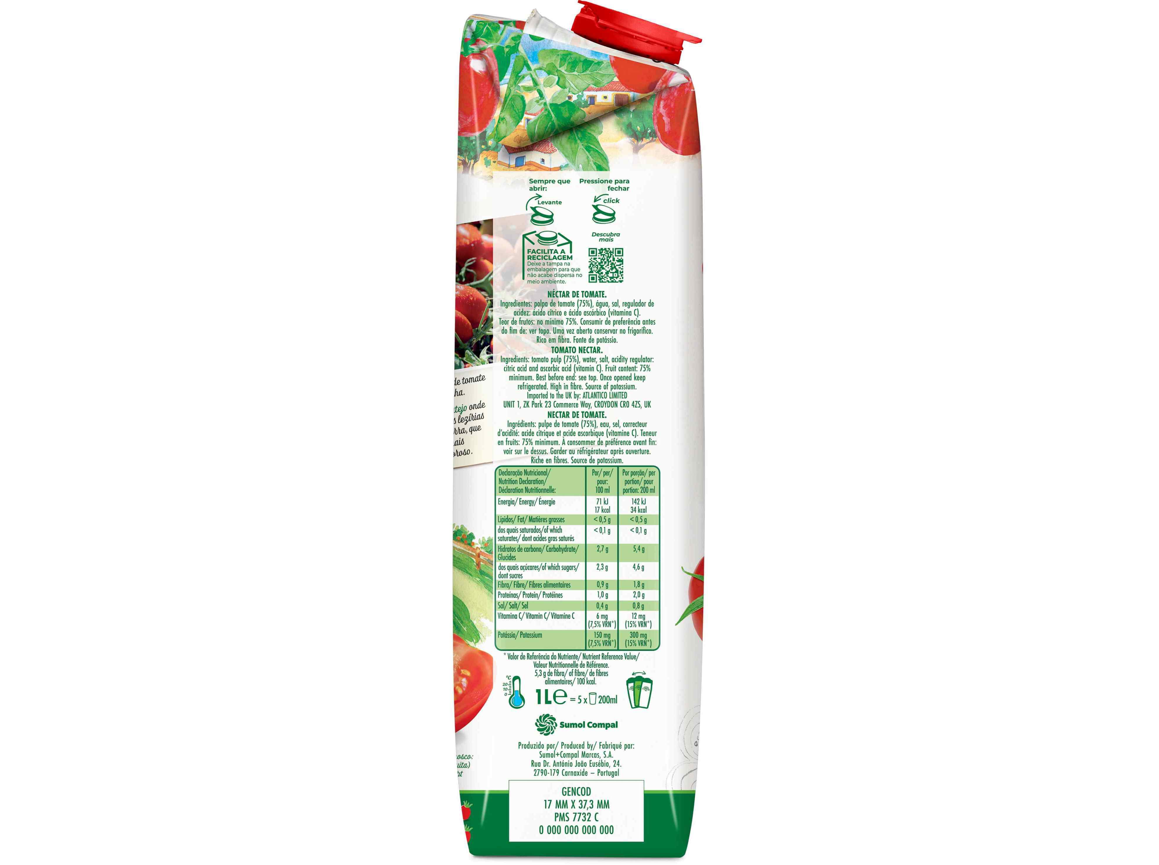 SUMO COMPAL ORIGENS TOMATE RIBATEJO 1L image number 1