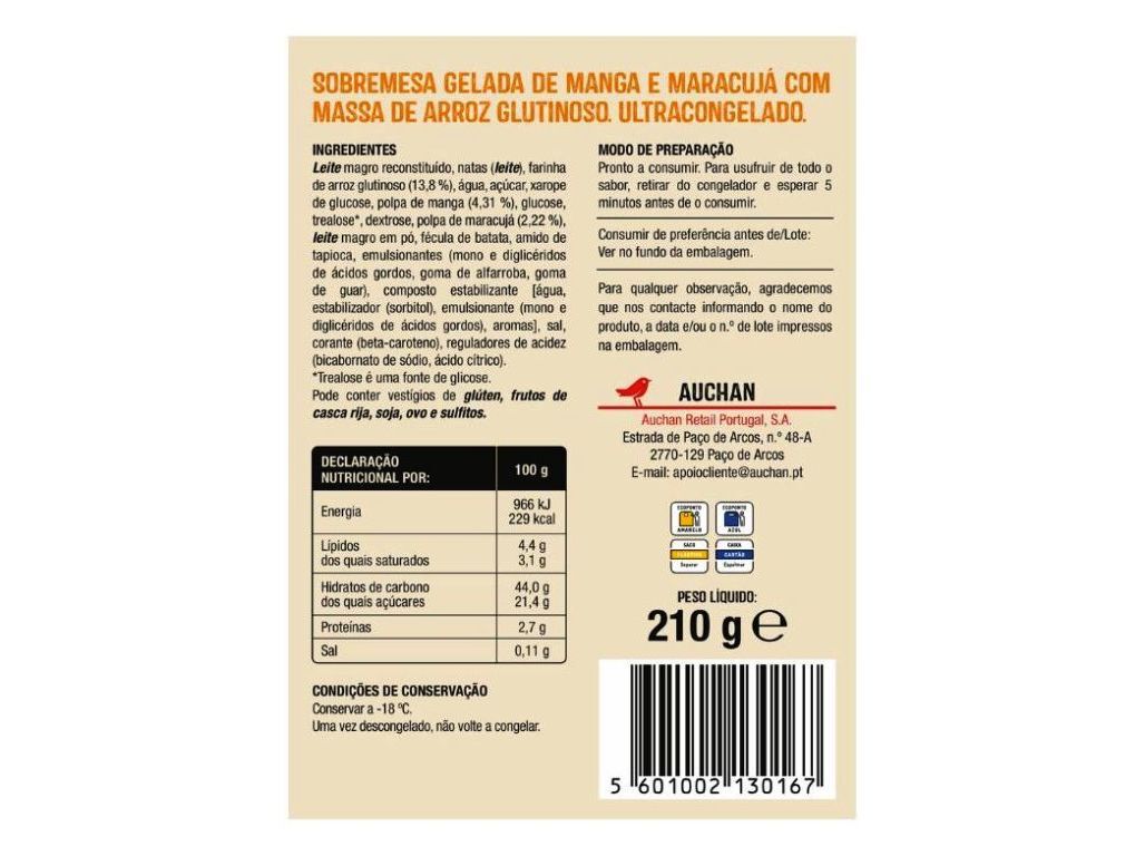 GELADO MOCHI AUCHAN MANGA MARACUJ&Aacute; 6UN 210G image number 1