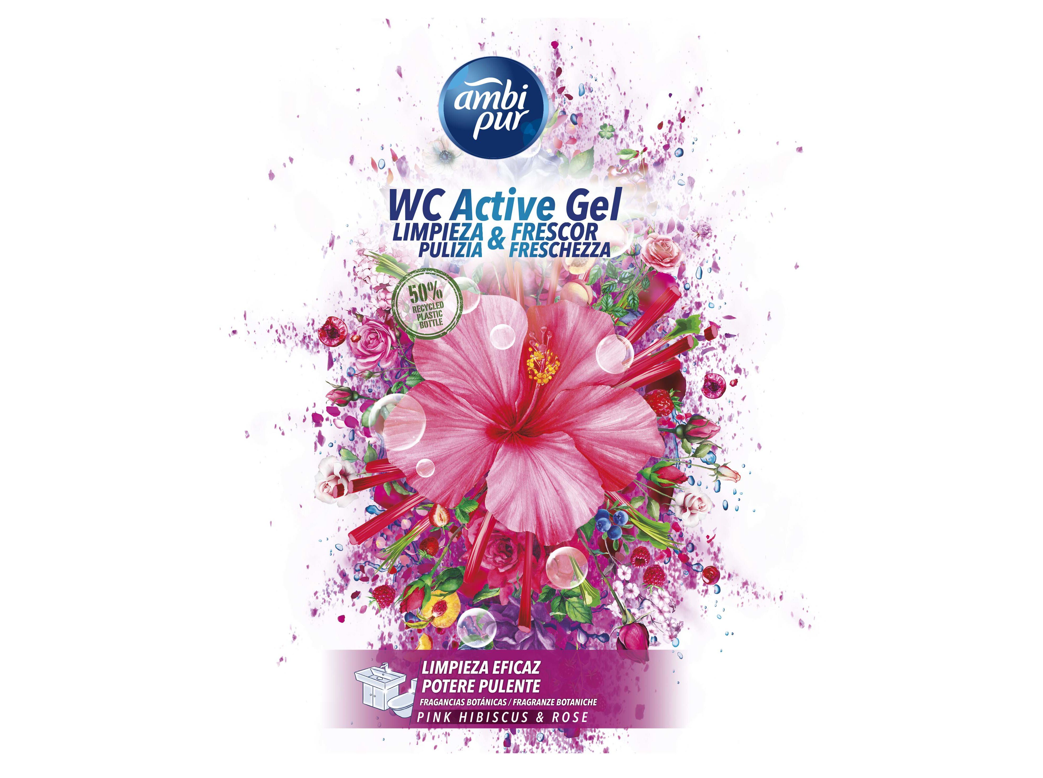 GEL SANIT&Aacute;RIO AMBIPUR PINK HIBISC & ROSE 750ML image number 1