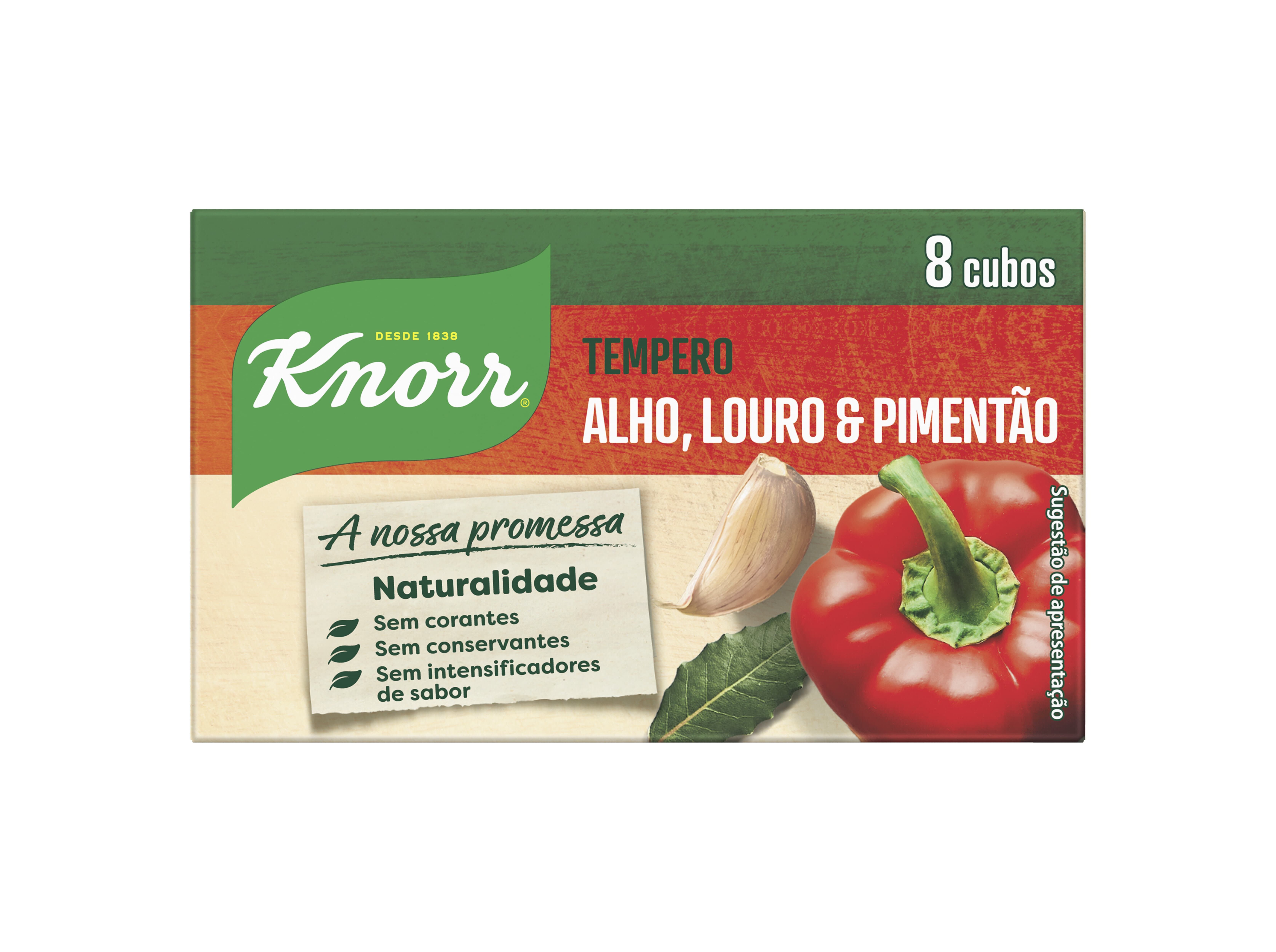 TEMPERO KNORR ALHO E PIMENT&Atilde;O LOURO 8CUBOS 72G image number 1