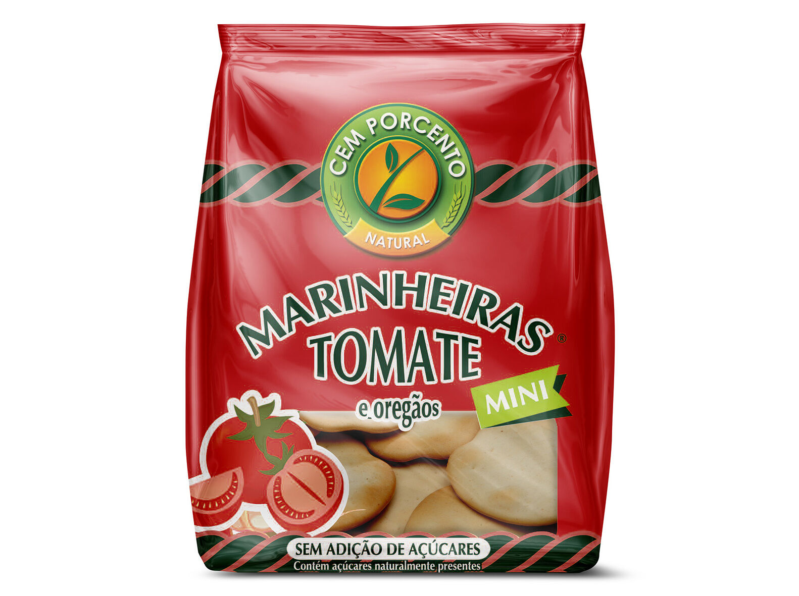 BOLACHAS CEM PORCENTO MINI MARINHEIRAS TOMATE 50G