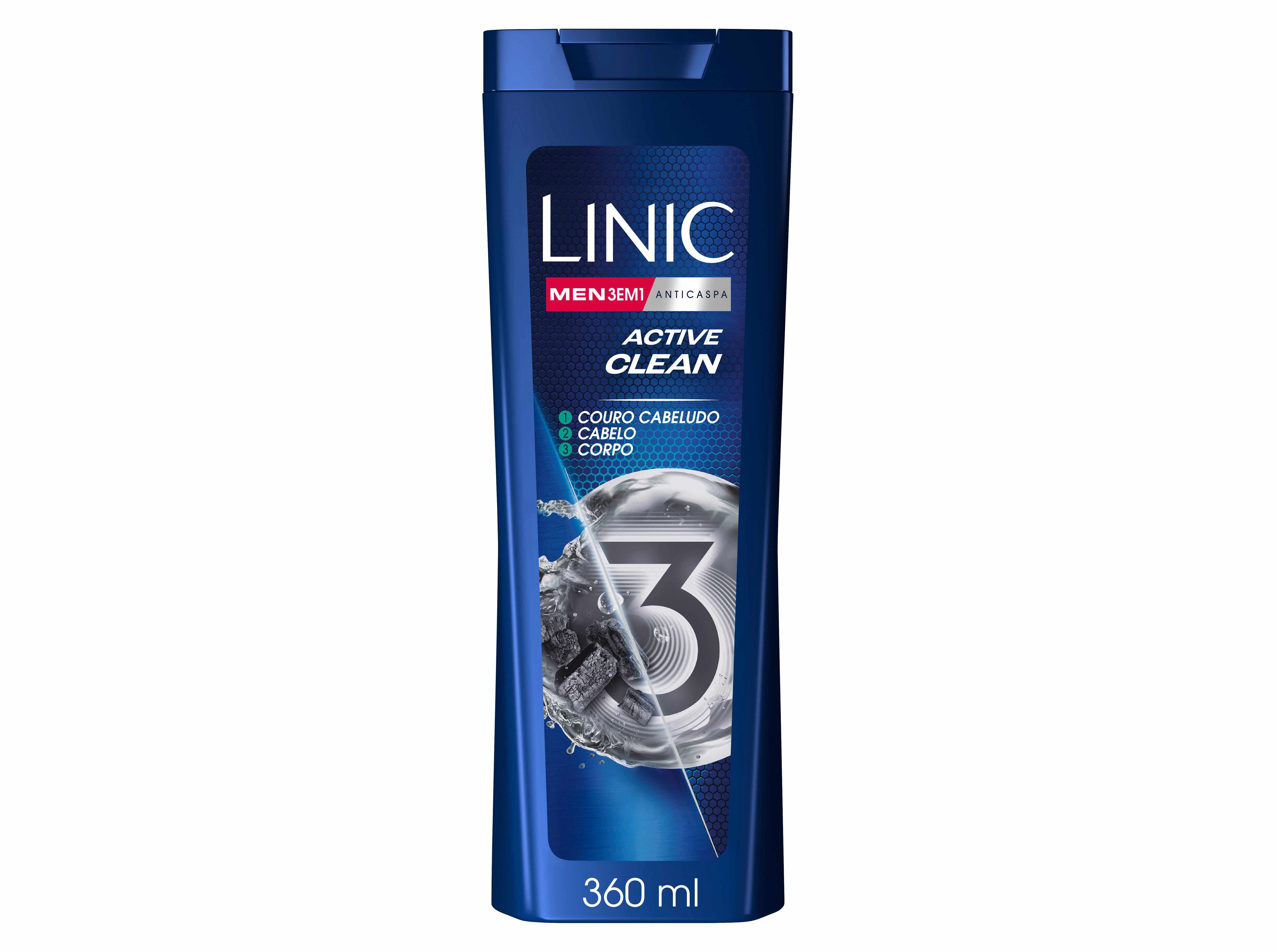CHAMPO ANTI-CASPA LINIC 3 EM 1 ACTIVE CLEAN 360ML image number 0