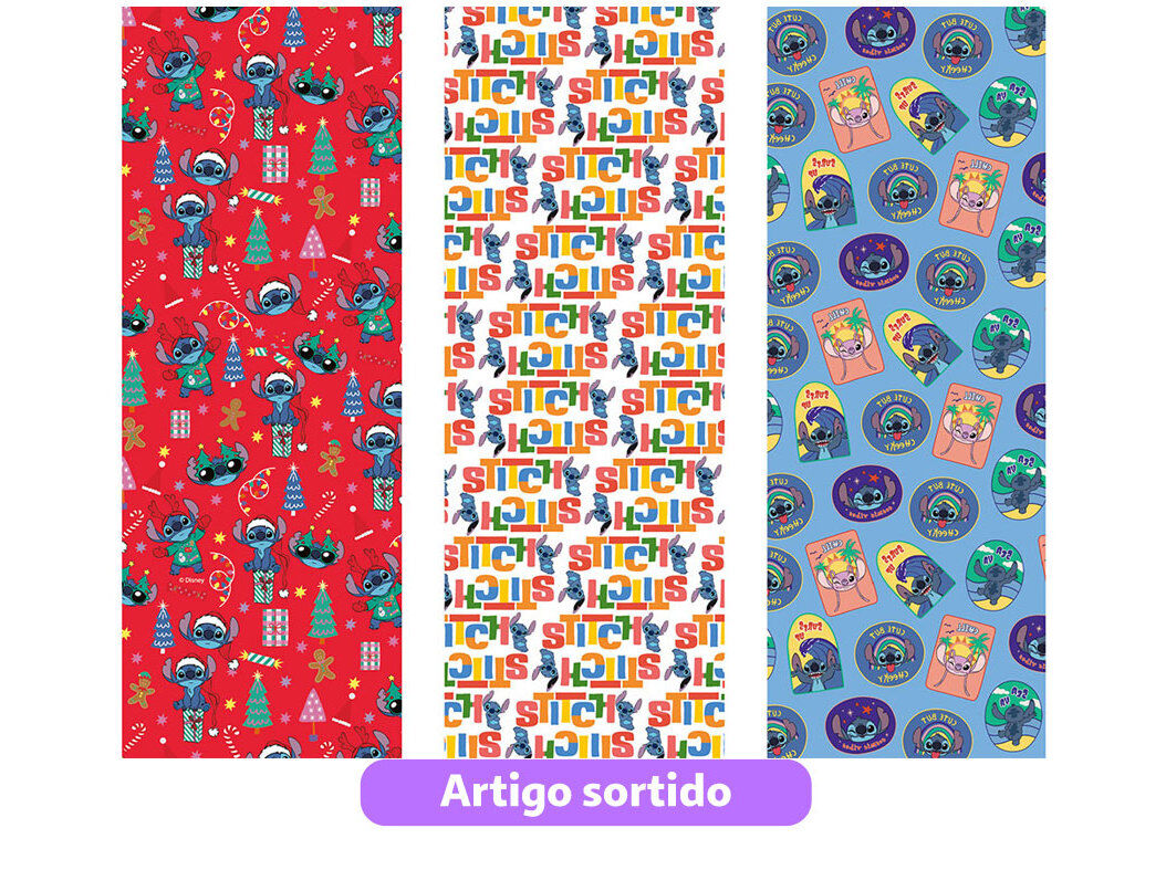 ROLO PAPEL EMBRULHO DISNEY STITCH 2M MODELOS SORTIDOS image number 0