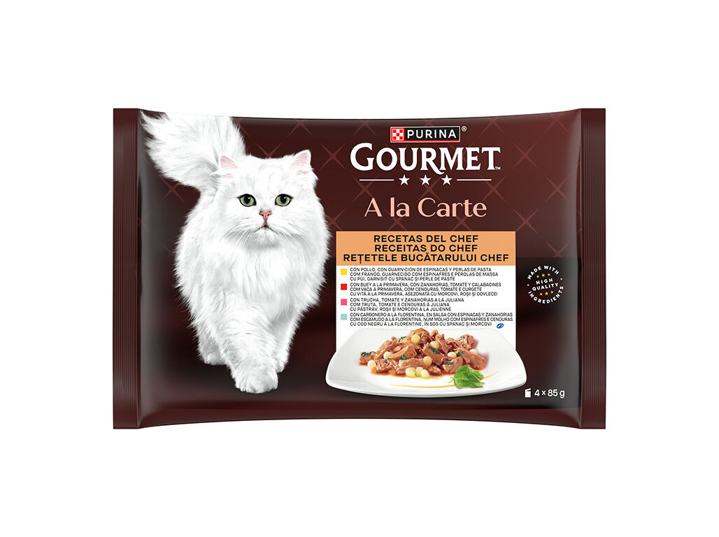 COMIDA H&Uacute;MIDA PARA GATO GOURMET A LA CARTE COM CARNE 4X85G image number 1