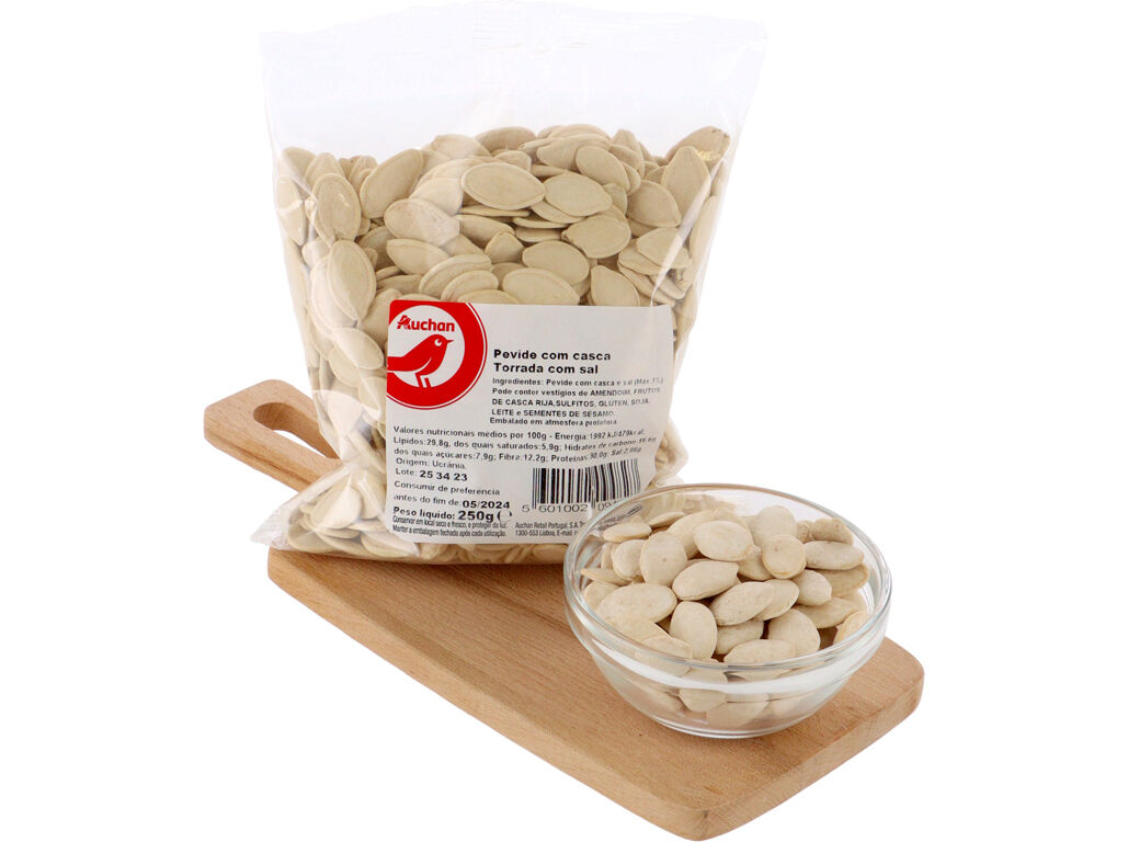 PEVIDE TORRADA COM CASCA E SAL AUCHAN 250G image number 0