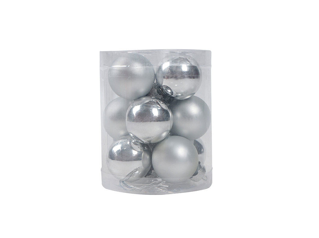 CAIXA COM 12 BOLAS VIDRO ACTUEL PRATEADO 3.5CM image number 0