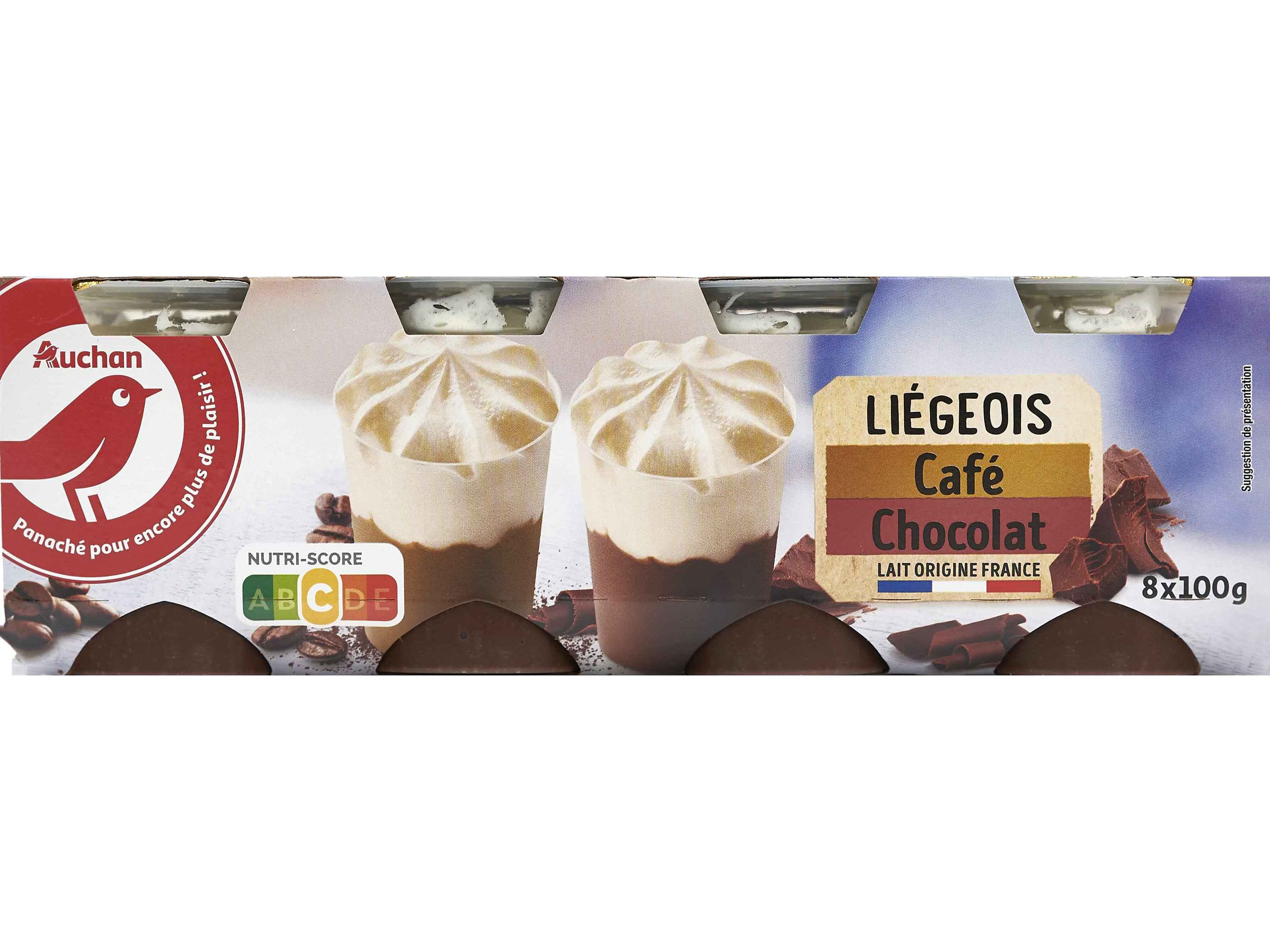 SOBREMESA AUCHAN LI&Eacute;GEOIS CHOCOLATE E CAF&Eacute; 8X100G image number 1