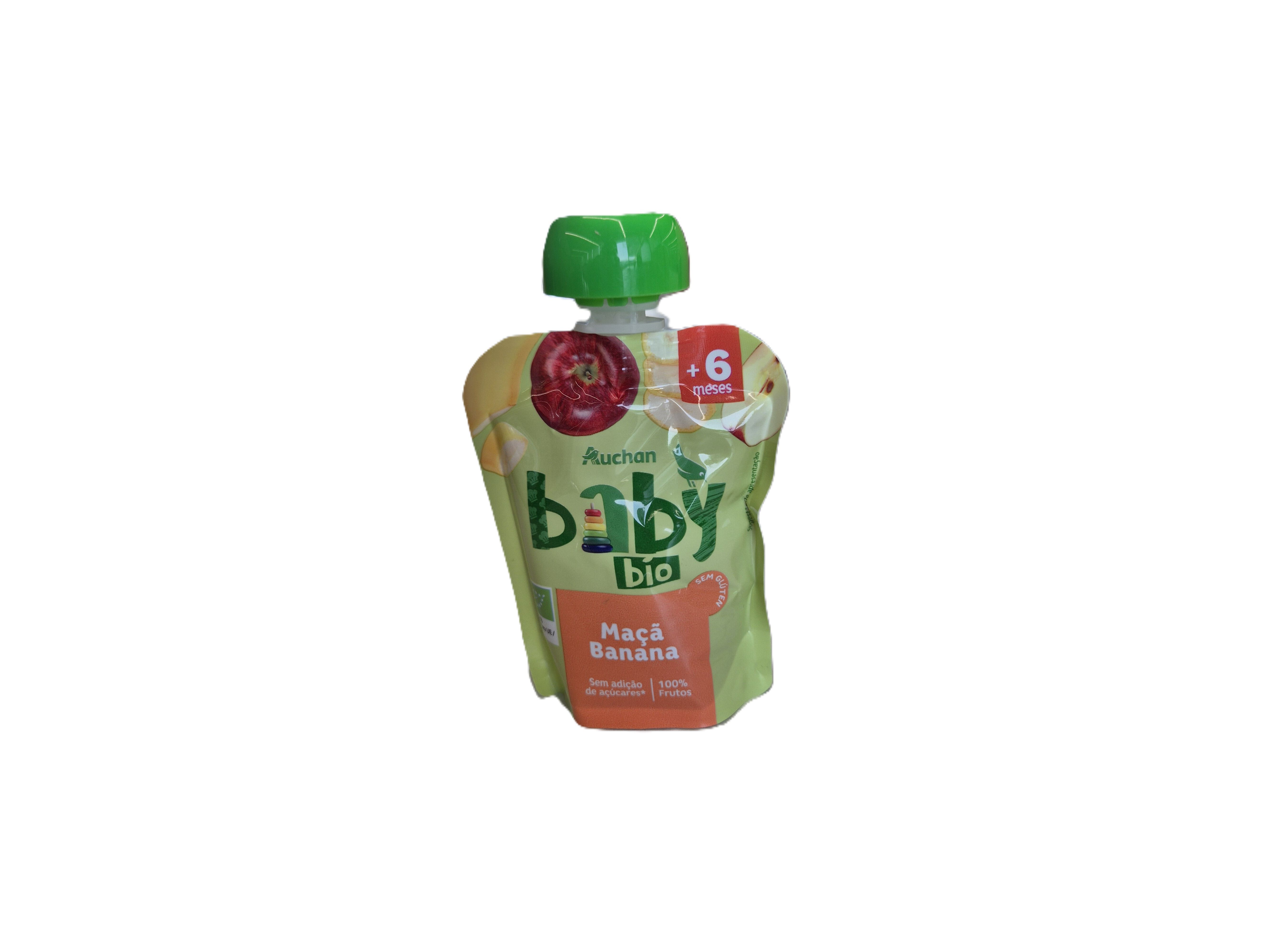 SAQUETA DE FRUTA AUCHAN BABY BIO MA&Ccedil;&Atilde; BANANA 90G