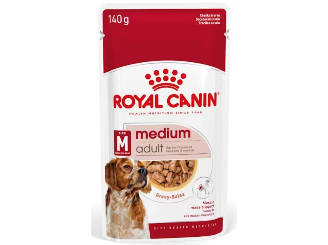 COMIDA H&Uacute;MIDA C&Atilde;O ROYAL CANIN MEDIUM ADULTO 140G