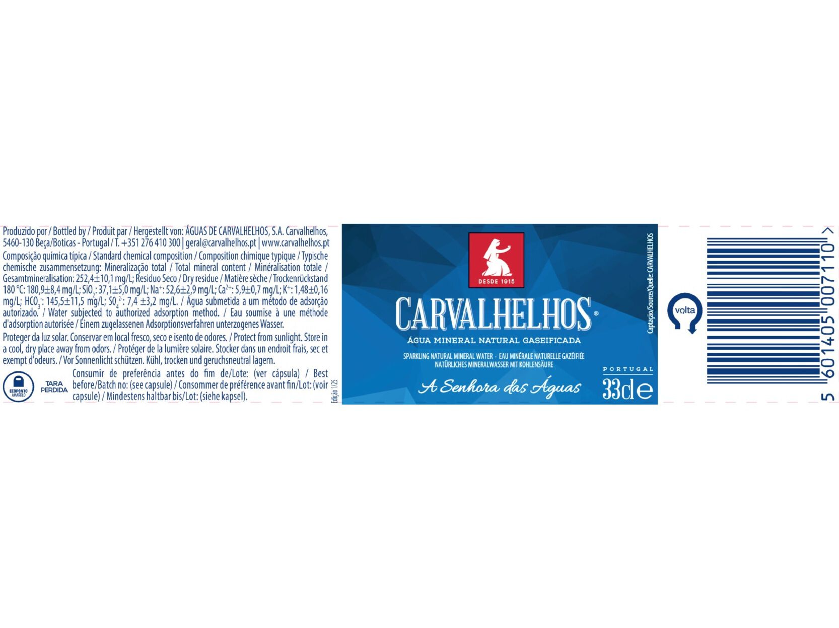 &Aacute;GUA C/G&Aacute;S CARVALHELHOS 6X0.33 L (SDR) image number 1