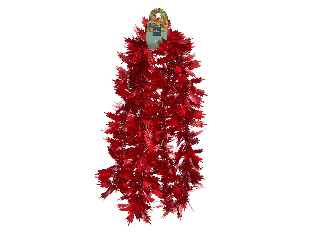 FITA PARA &Aacute;RVORE DE NATAL ACTUEL COM FOLHAS VERMELHO 2MX13CM image number 0