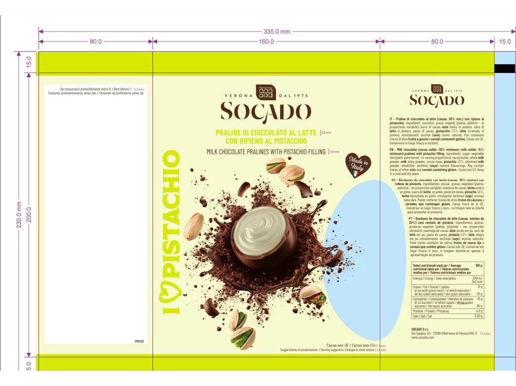 BOMBONS SOCADO I LOVE PISTACHIO 105G image number 1