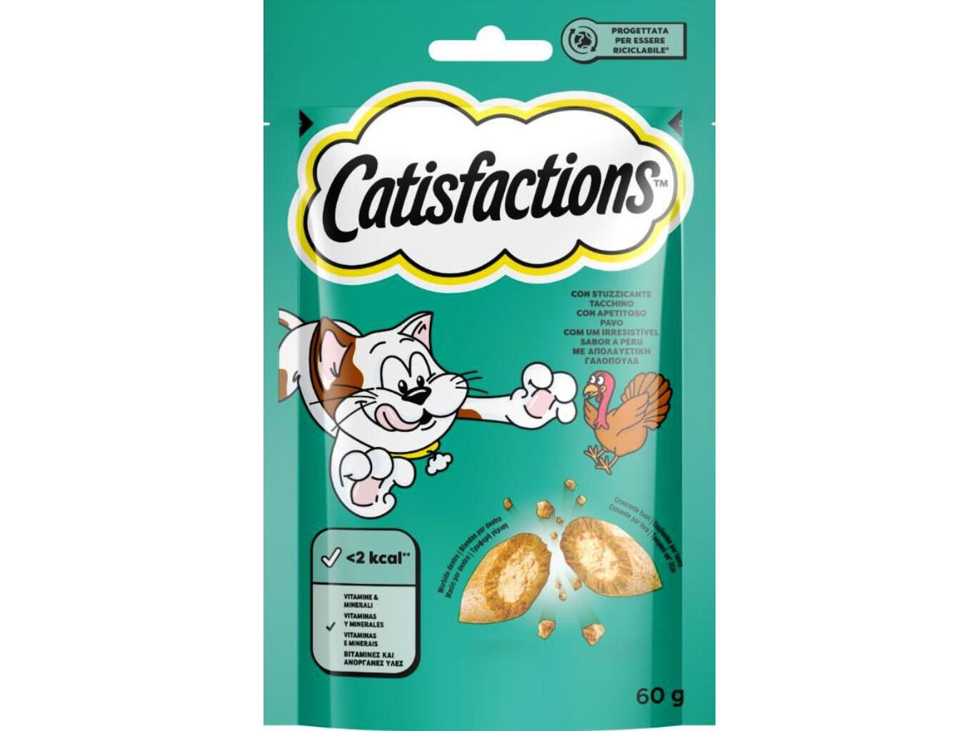 SNACKS PARA GATO CATISFACTIONS COM PERU 60G