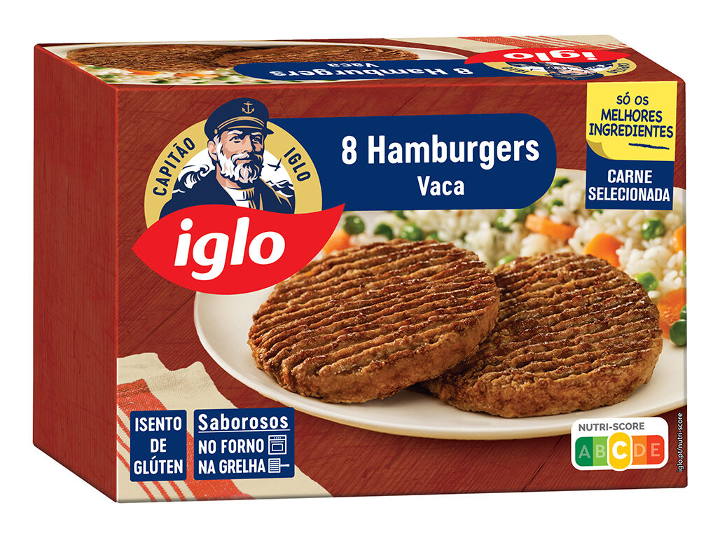 HAMBURGUERES IGLO VACA SEM GL&Uacute;TEN 8UN 640G