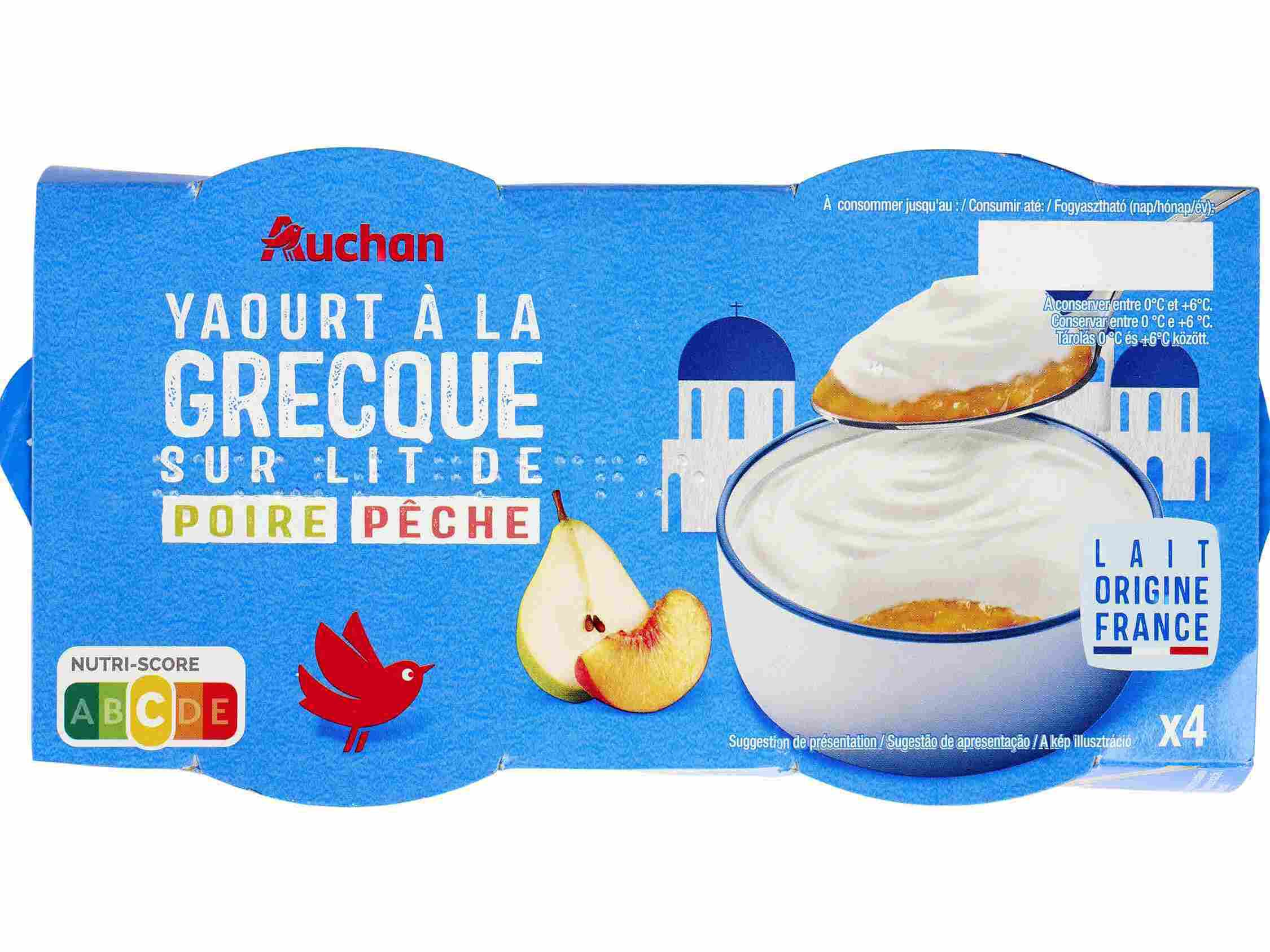 IOGURTE AUCHAN GREGO PERA E P&Ecirc;SSEGO 4X150G image number 1
