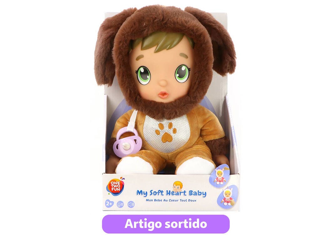 BONECO ONE TWO FUN RAINBOW HEART 30CM MODELOS SORTIDOS