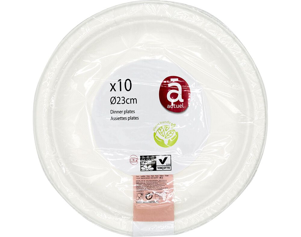 PRATO DESCART&Aacute;VEL ACTUEL CART&Atilde;O ECO 23CM PACK 10 UNIDADES