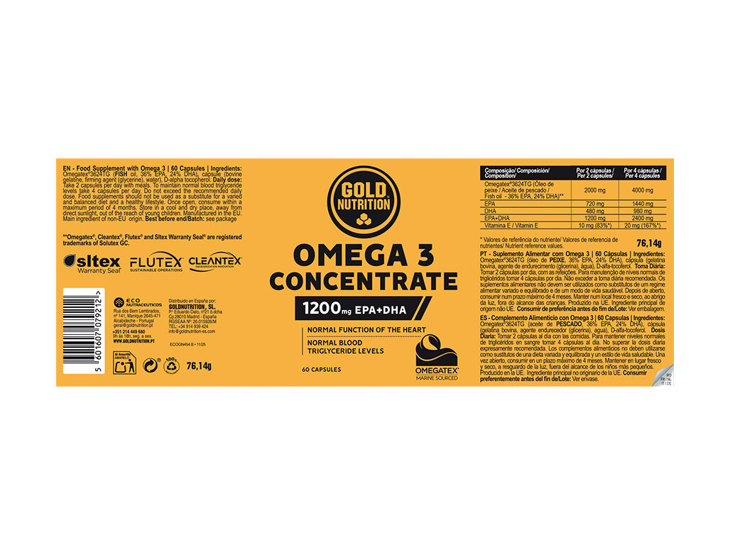 SUPLEMENTO GOLDNUTRITION OMEGA 3 CONCENT 60CAPS image number 1