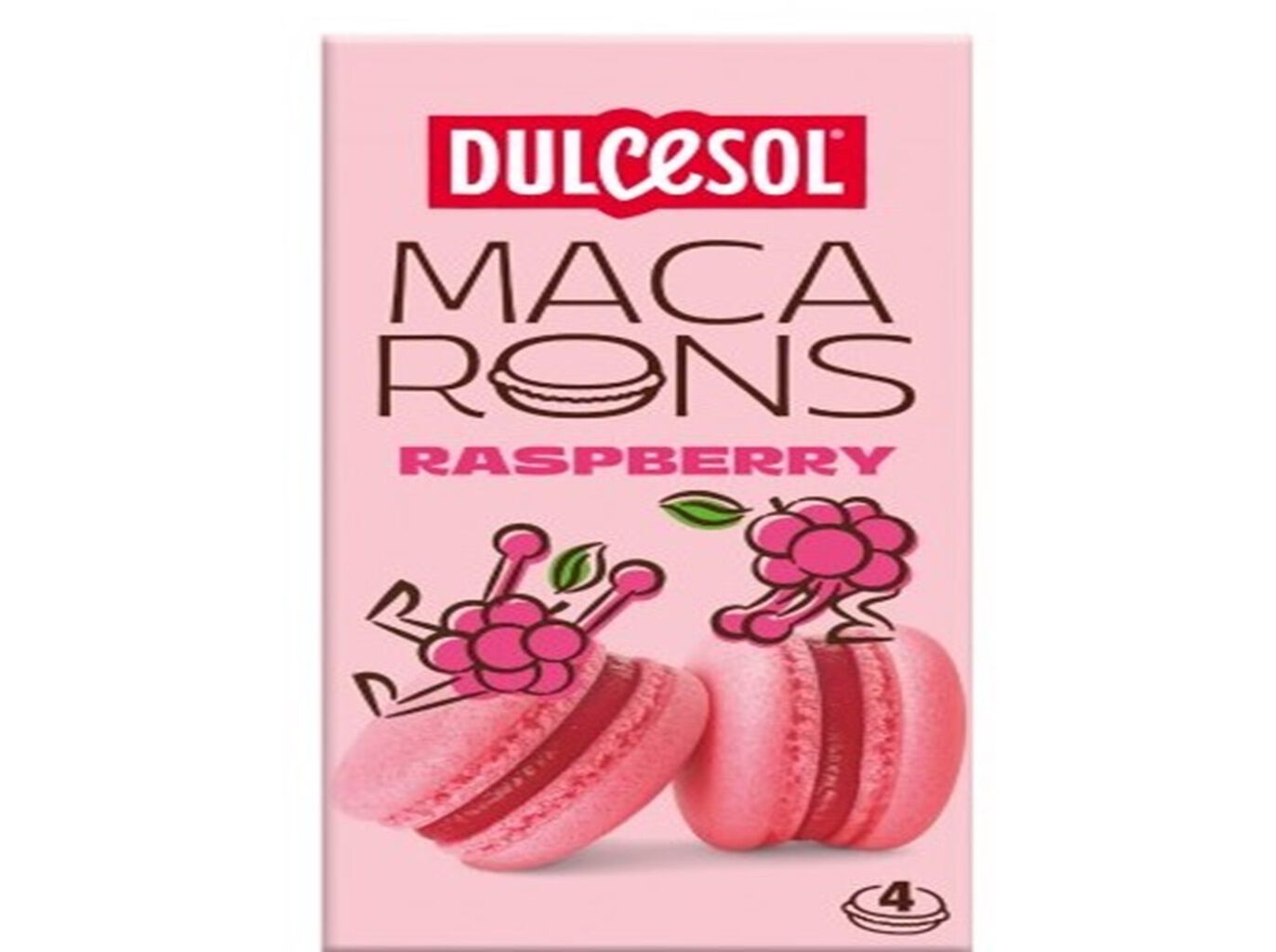 MACARONS DULCESOL SABOR FRAMBOESA 4UN 70G image number 0