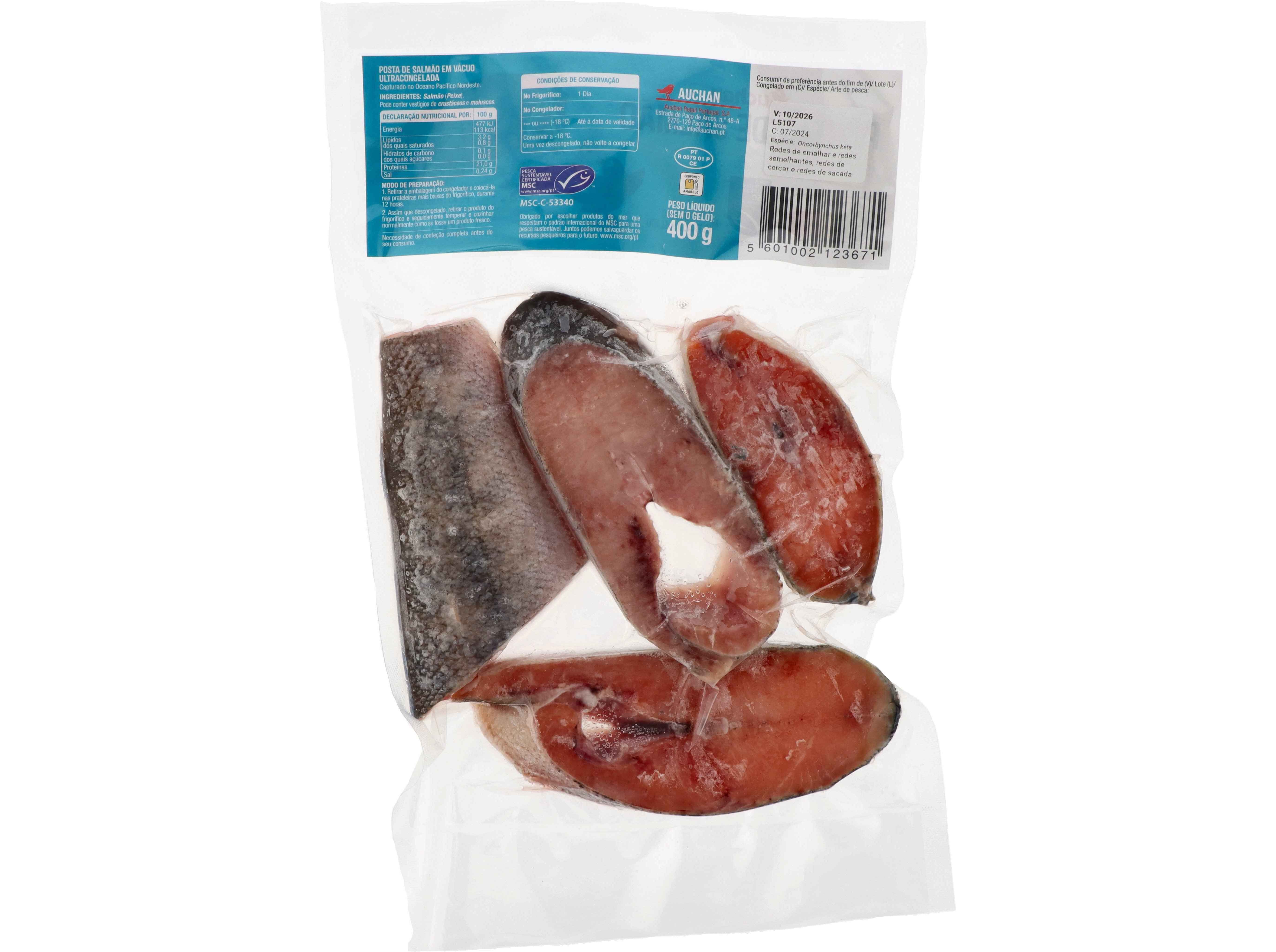 POSTA DE SALM&Atilde;O AUCHAN MSC ULTRACONGELADO 400G image number 1