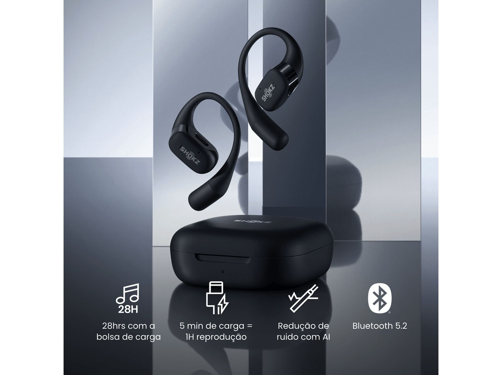 AURICULARES DESPORTIVOS DE CONDU&Ccedil;&Atilde;O &Oacute;SSEA SHOKZ T910-ST-BK OPENFIT PRETO image number 3