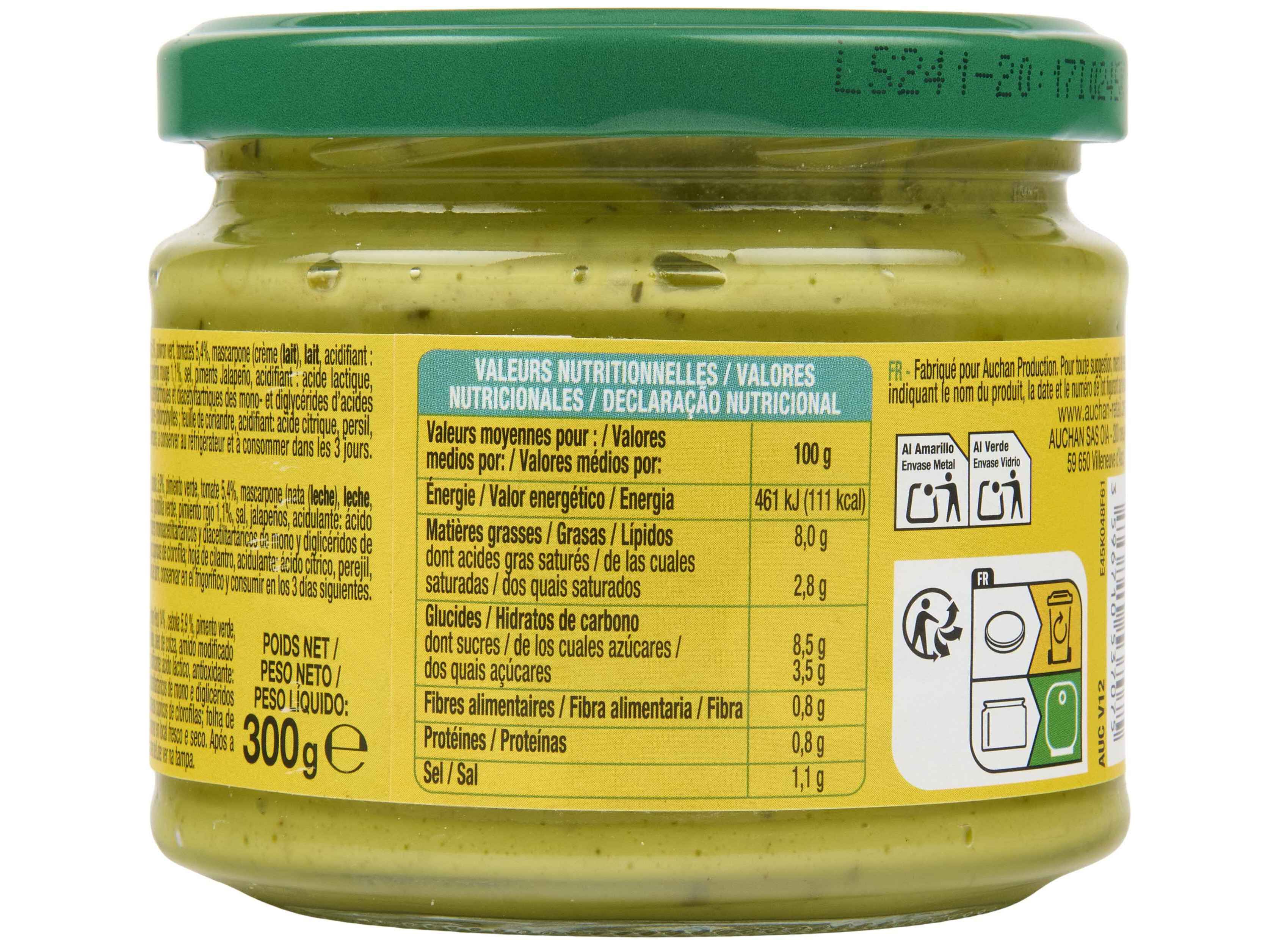 MOLHO AUCHAN GUACAMOLE 300G image number 1