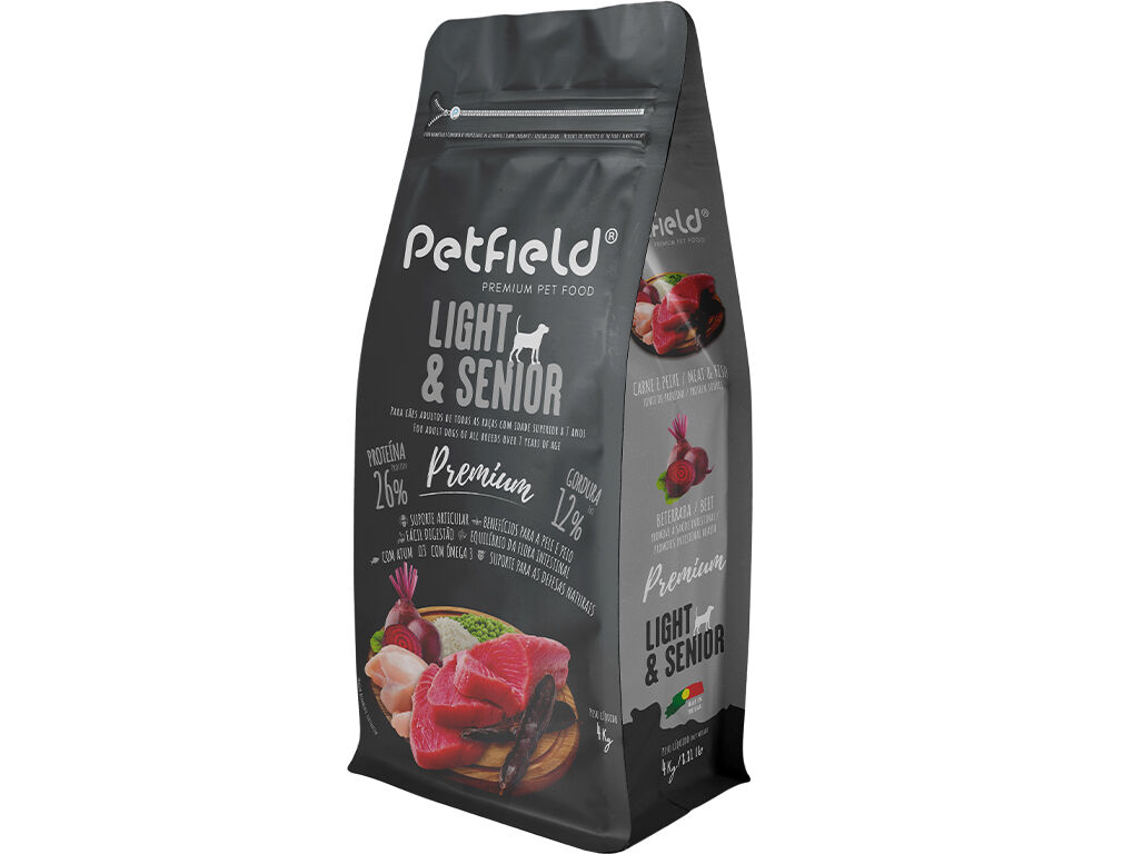 RA&Ccedil;&Atilde;O C&Atilde;O PETFIELD PREMIUM LIGHT & SENIOR 4KG