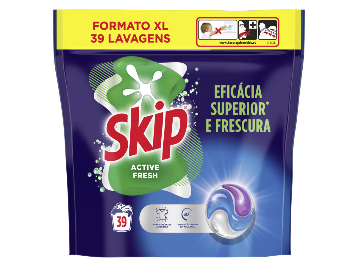 C&Aacute;PSULAS DET. ROUPA M&Aacute;Q SKIP ACTIVE FRESH 39D image number 0