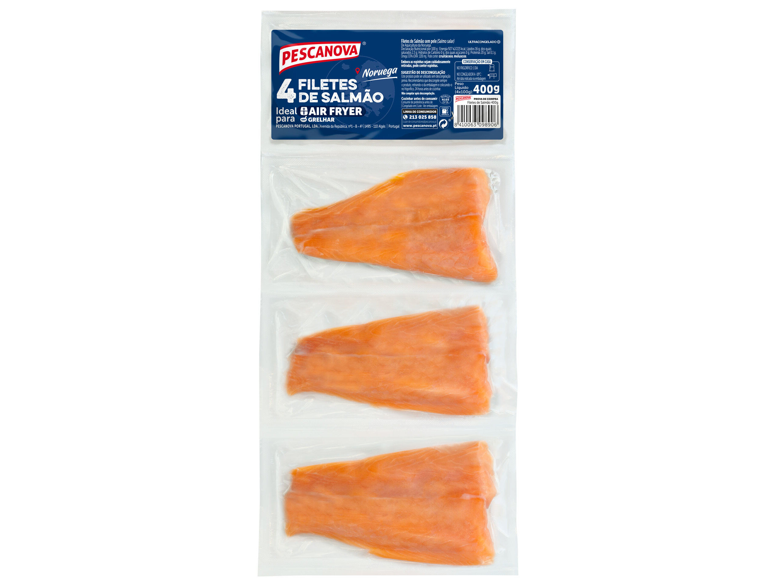 FILETES SALM&Atilde;O PESCANOVA SEM PELE 400G image number 0