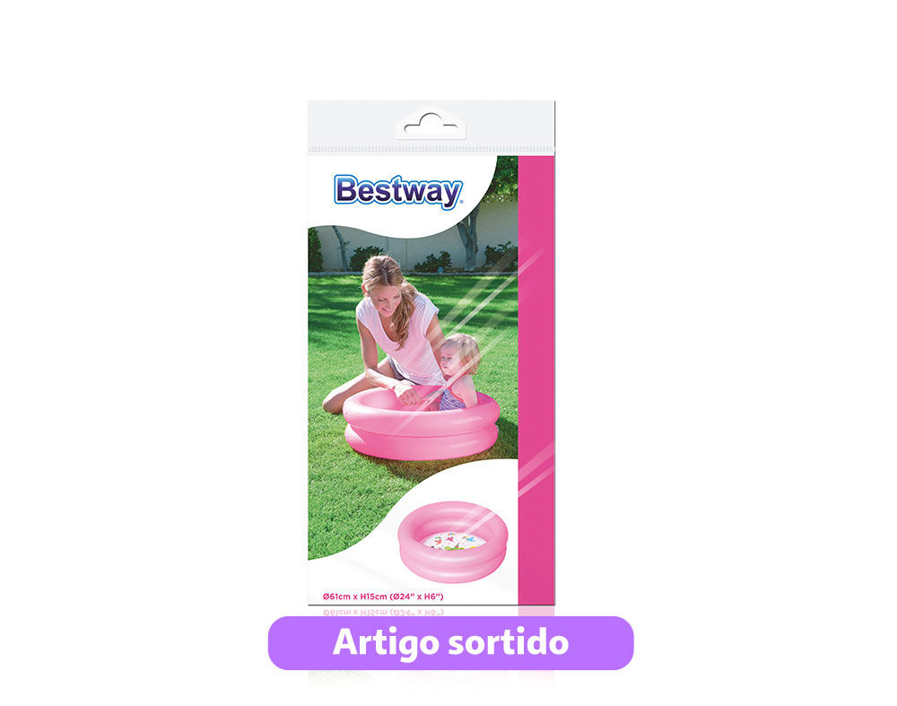 PISCINA INSUFL&Aacute;VEL BESTWAY 2 ANEIS 61CM CORES SORTIDAS image number 1