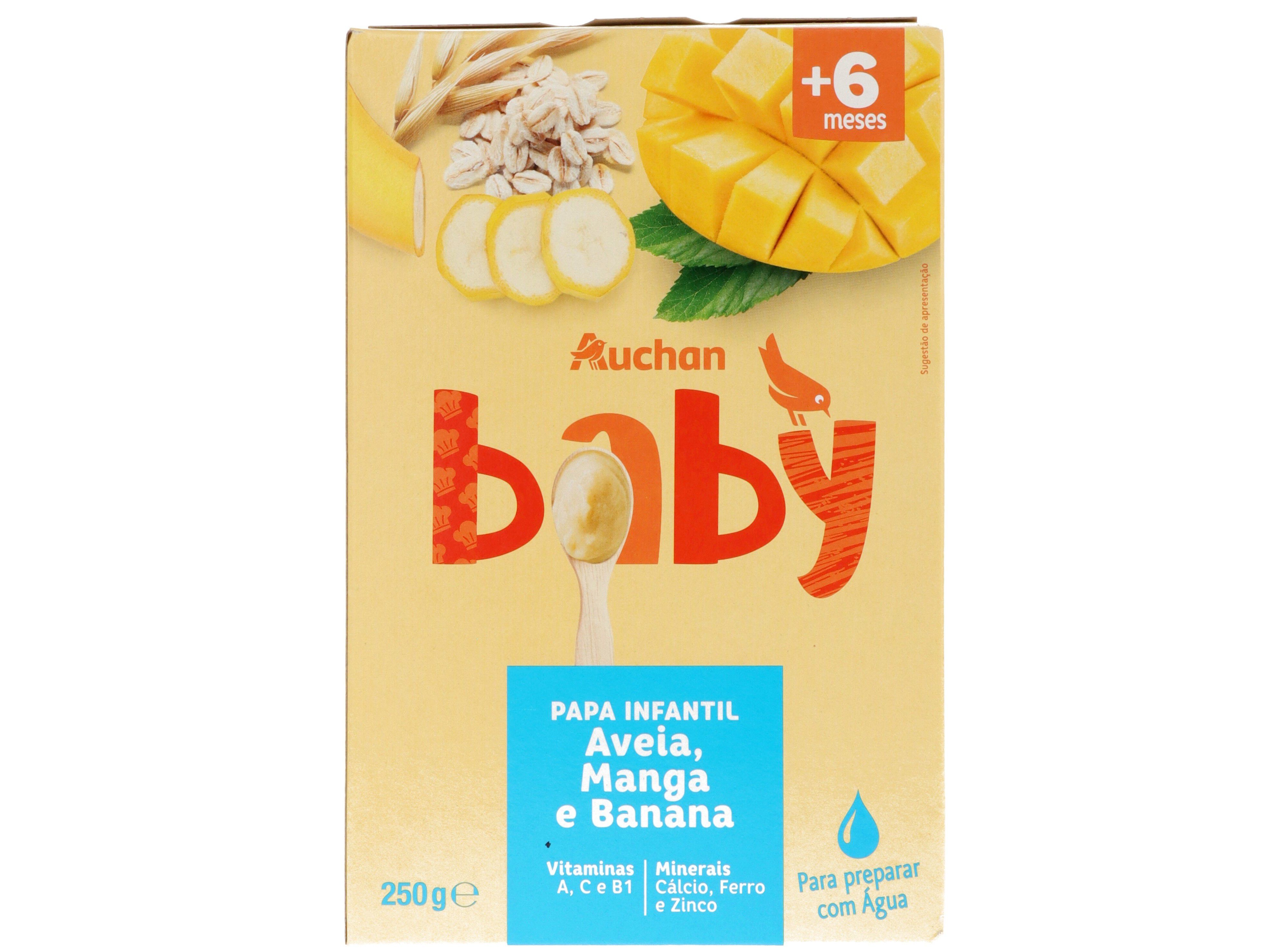 PAPA INFANTIL AUCHAN BABY L&Aacute;CTEA AVEIA MANGA E BANANA 250G